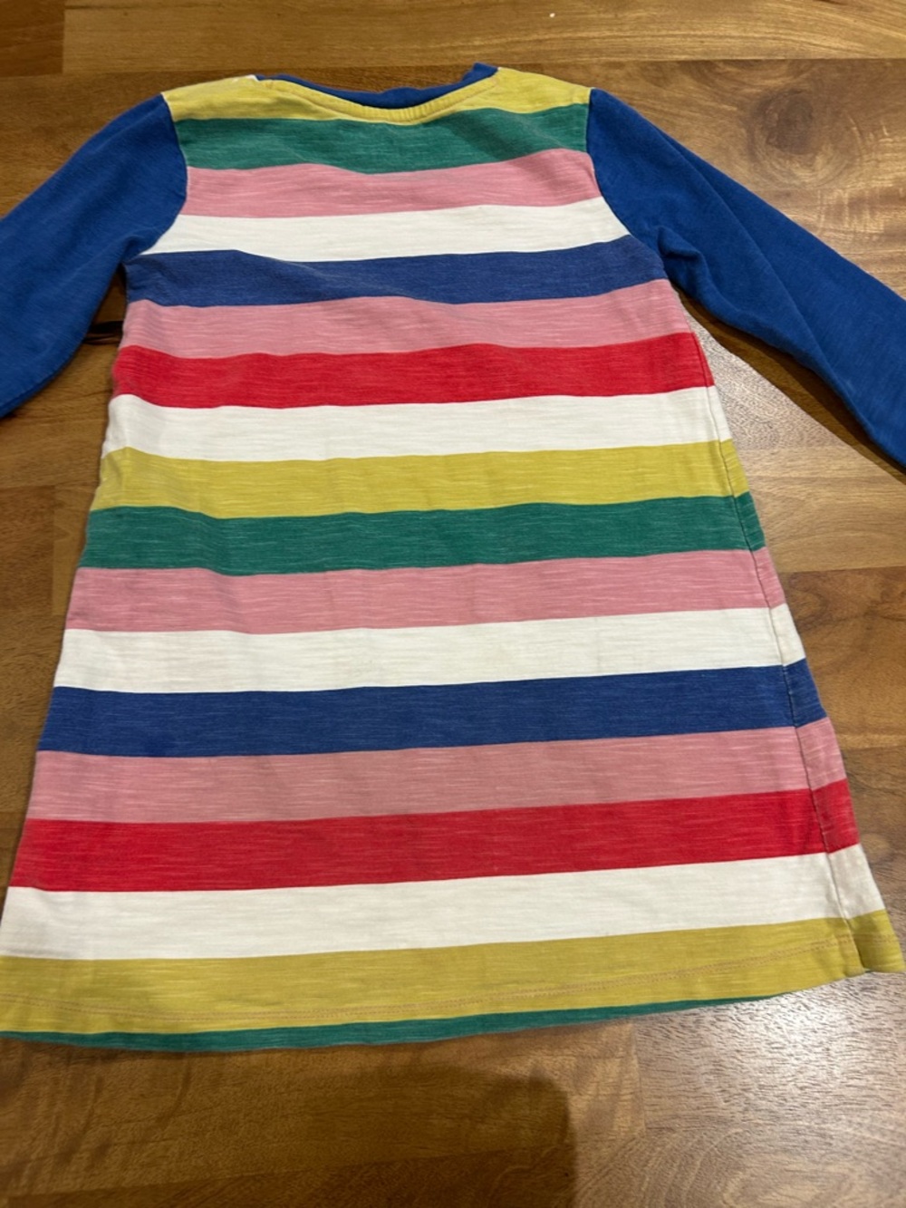Mini Boden Bold Striped Crewneck Dress with Blue Trim and Sleeves Kids Size 5-6Y - Picture 6 of 10